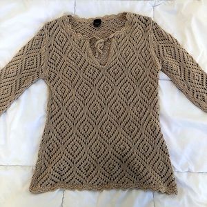 Beige Knitted Long Sleeve Sweater Top